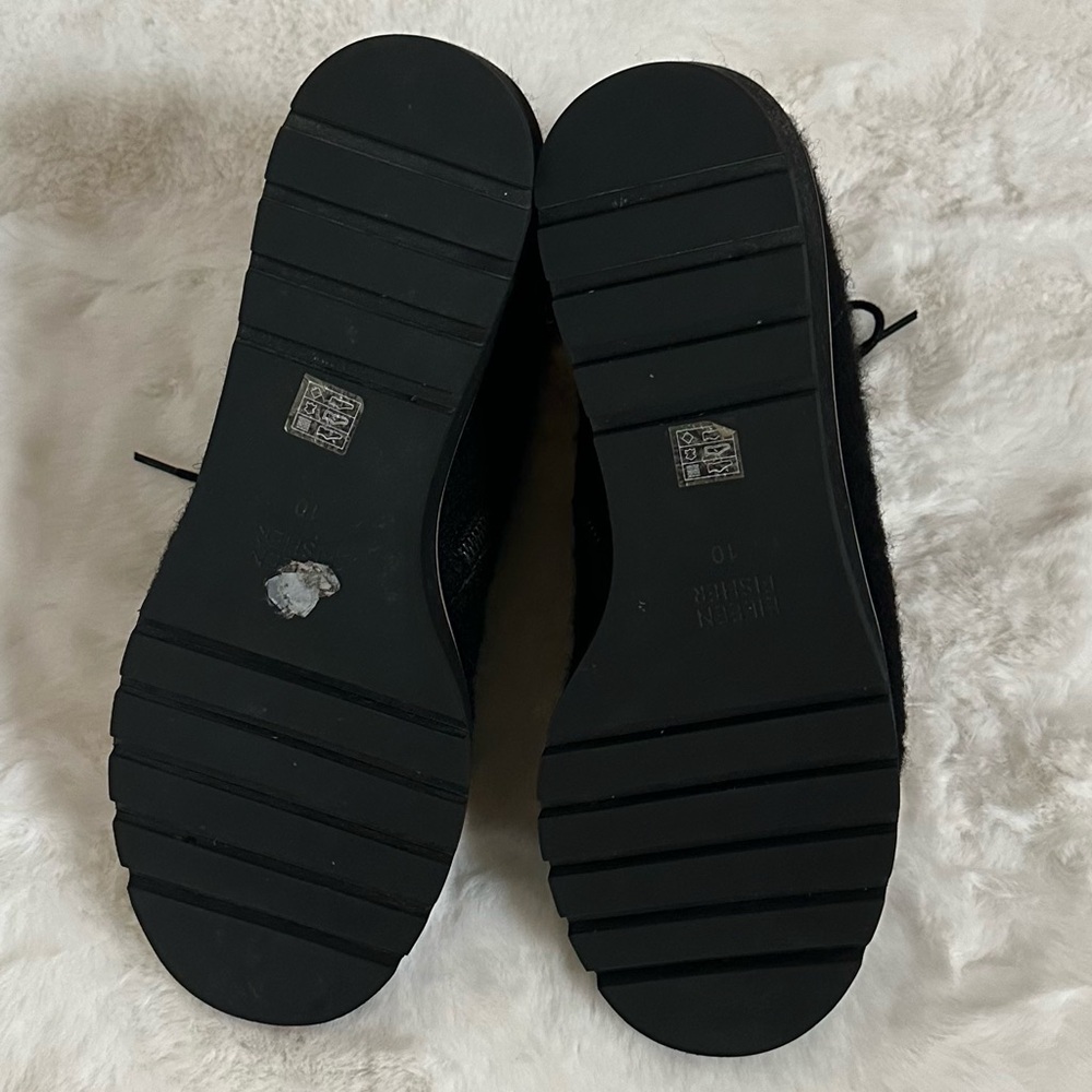 EILEEN FISHER 10 Crew Felted Wool Wedge Booties in Black • Lace Up Ankle Boots - Picture 10 of 16